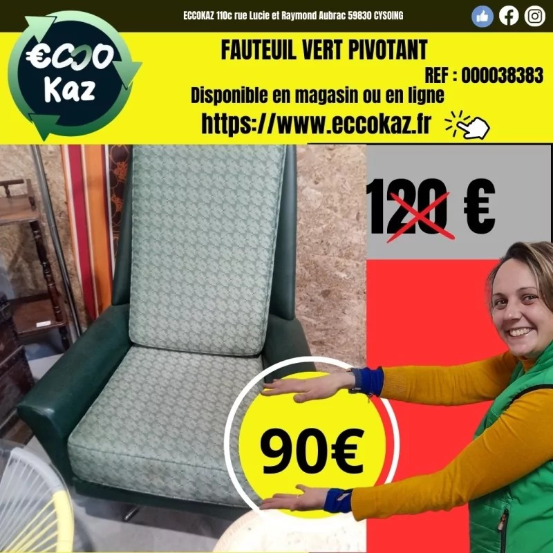 FAUTEUIL VERT PIVOTANT