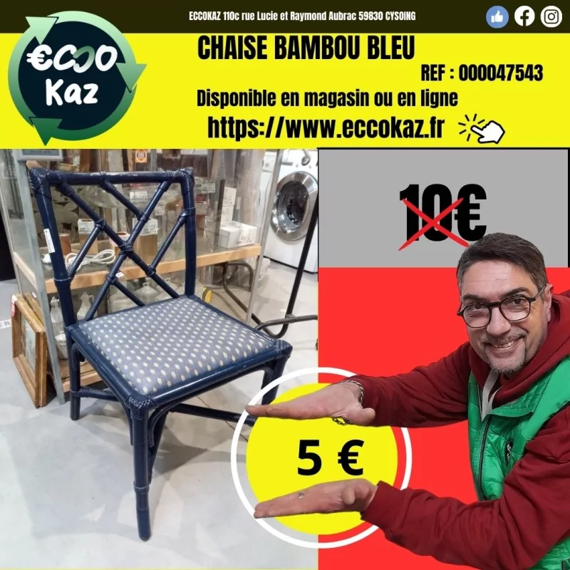 CHAISE BAMBOU BLEU