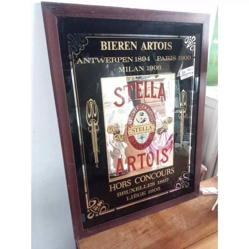 ANCIEN MIROIR STELLA ARTOIS 55 X 60 CM