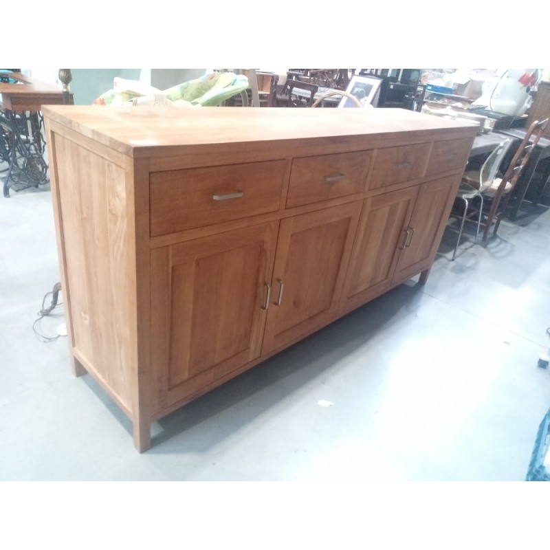 BUFFET EN TECK BRUT 4 PORTES 4 TIROIRS2M01.H95.P49