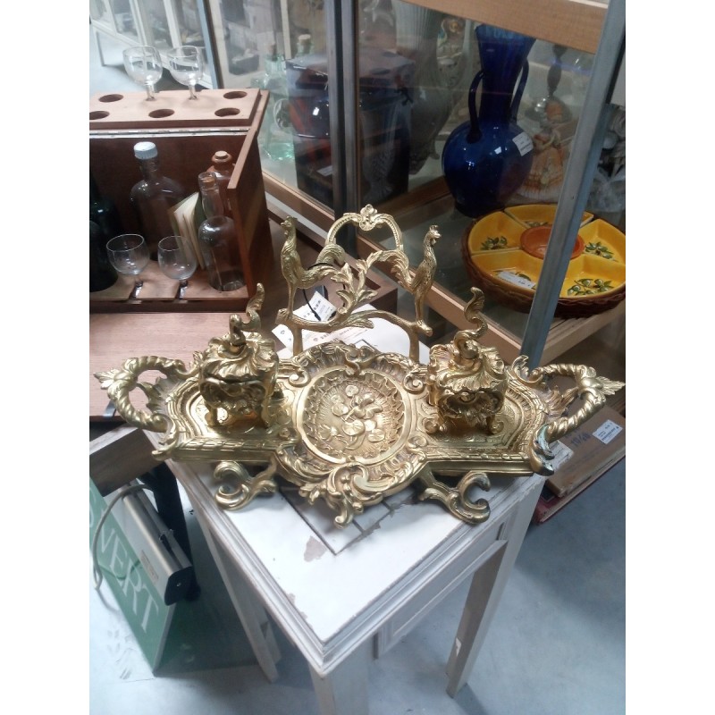 ENCRIER NAPOLEON III EN BRONZE L41X15X29 COQ