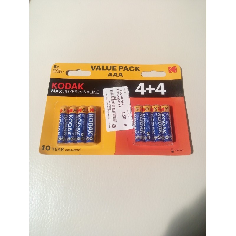 KODAK MAX SUPER6BATTERIE 8XAAA6ALCALINE 887930419894